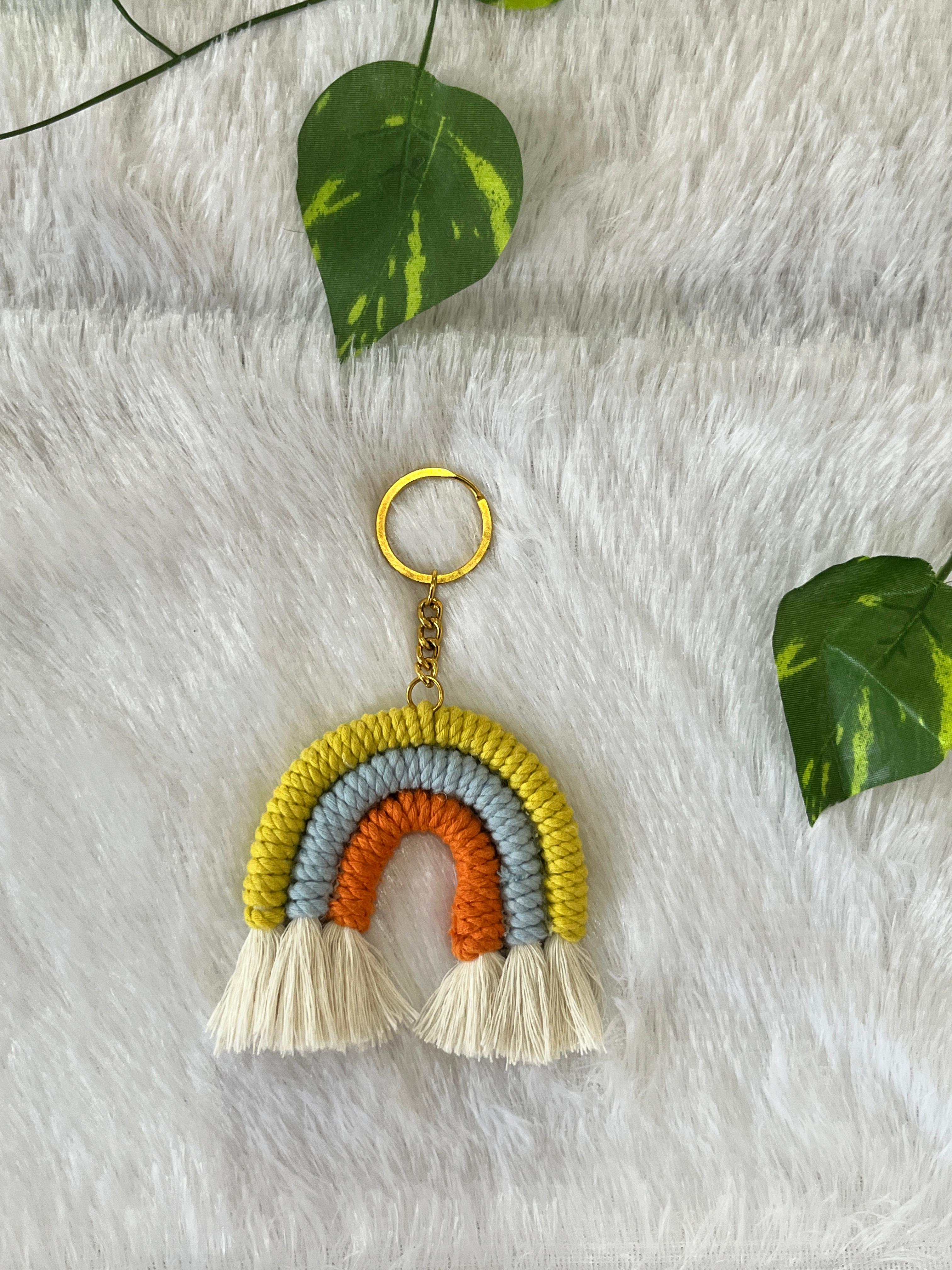 Sunset Pop Macramé Rainbow Keychain