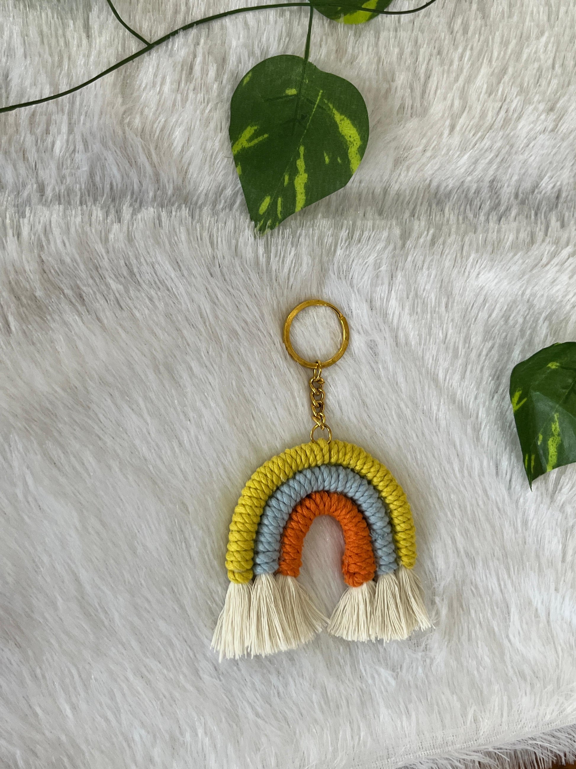 Sunset Pop Macramé Rainbow Keychain