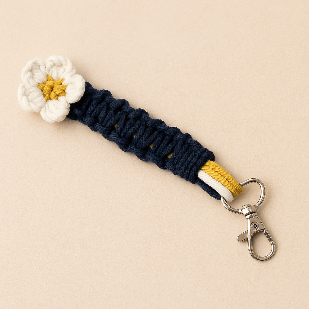 Knots & Petals Macramé Keychain