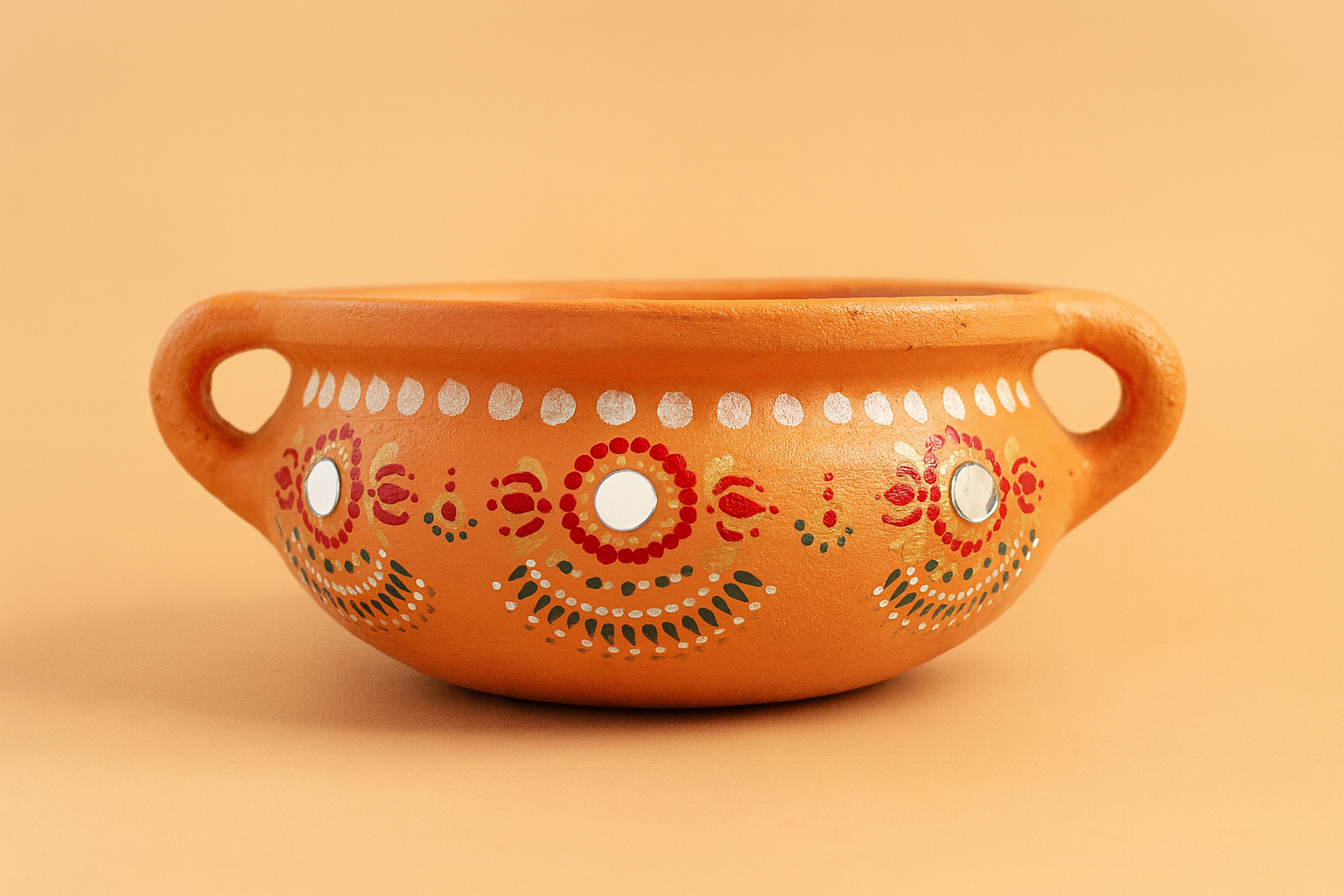 “Rustic Mandala Glow” Handpainted Terracotta Uruli