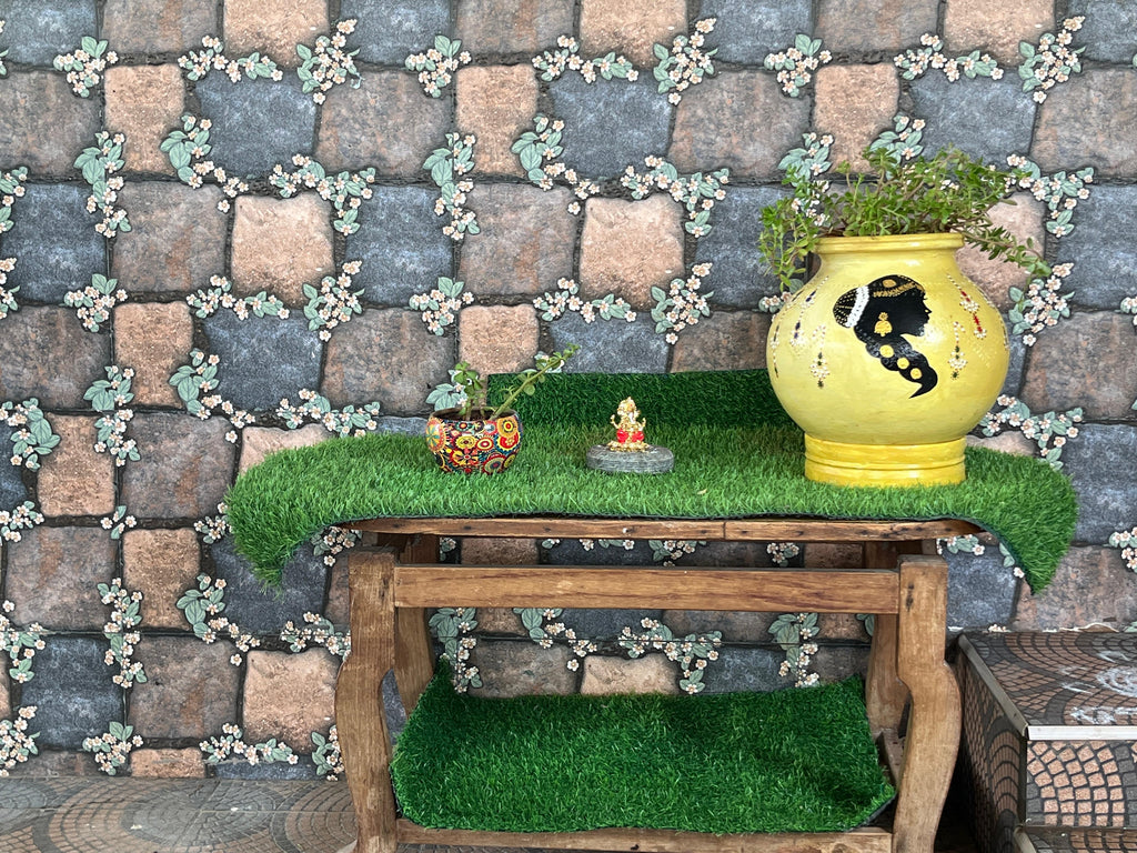 Handpainted Terracotta Pot – Ethnic Lady Design (Yellow)