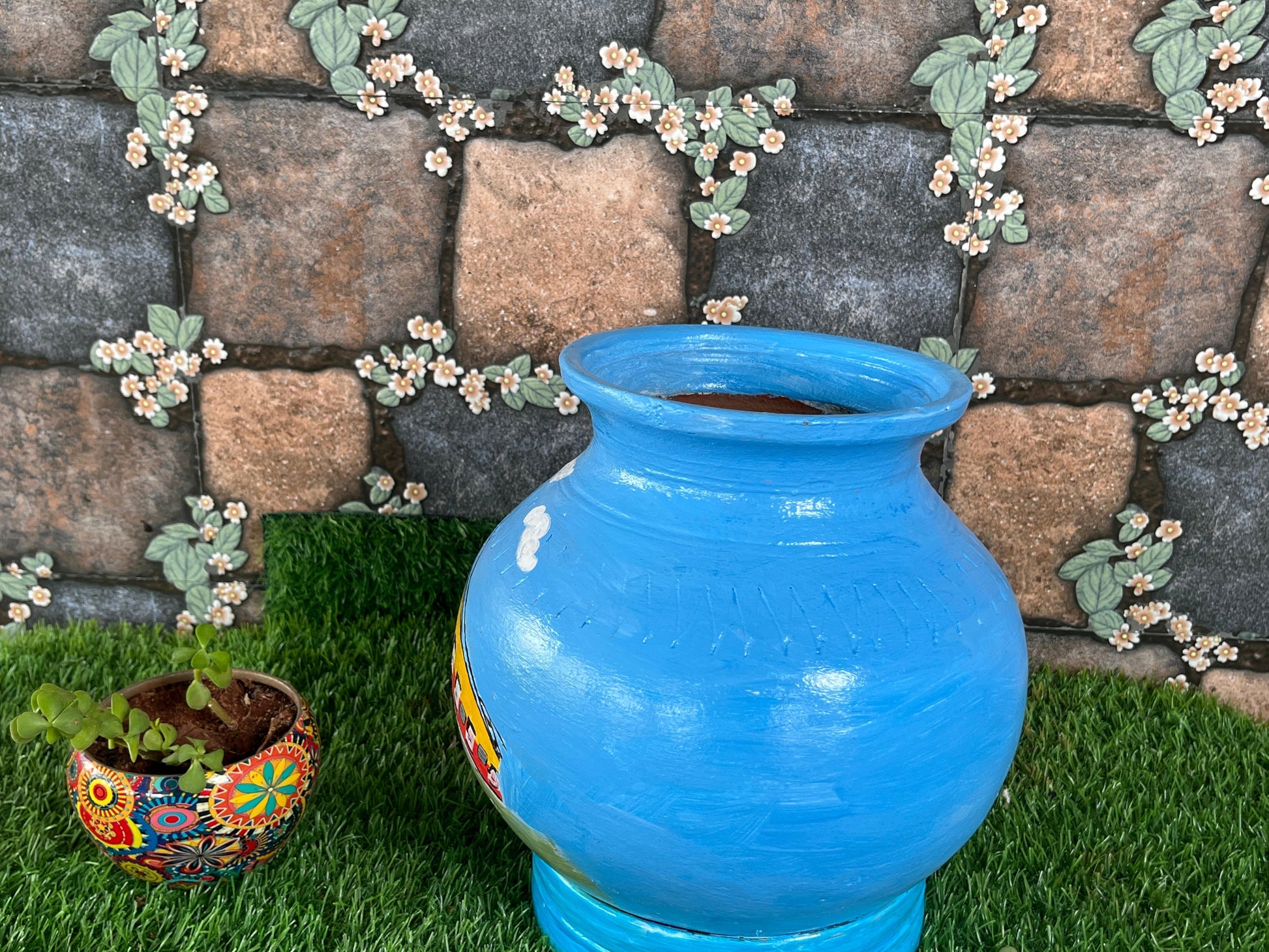 Blue Train Journey – Artisan Clay Planter