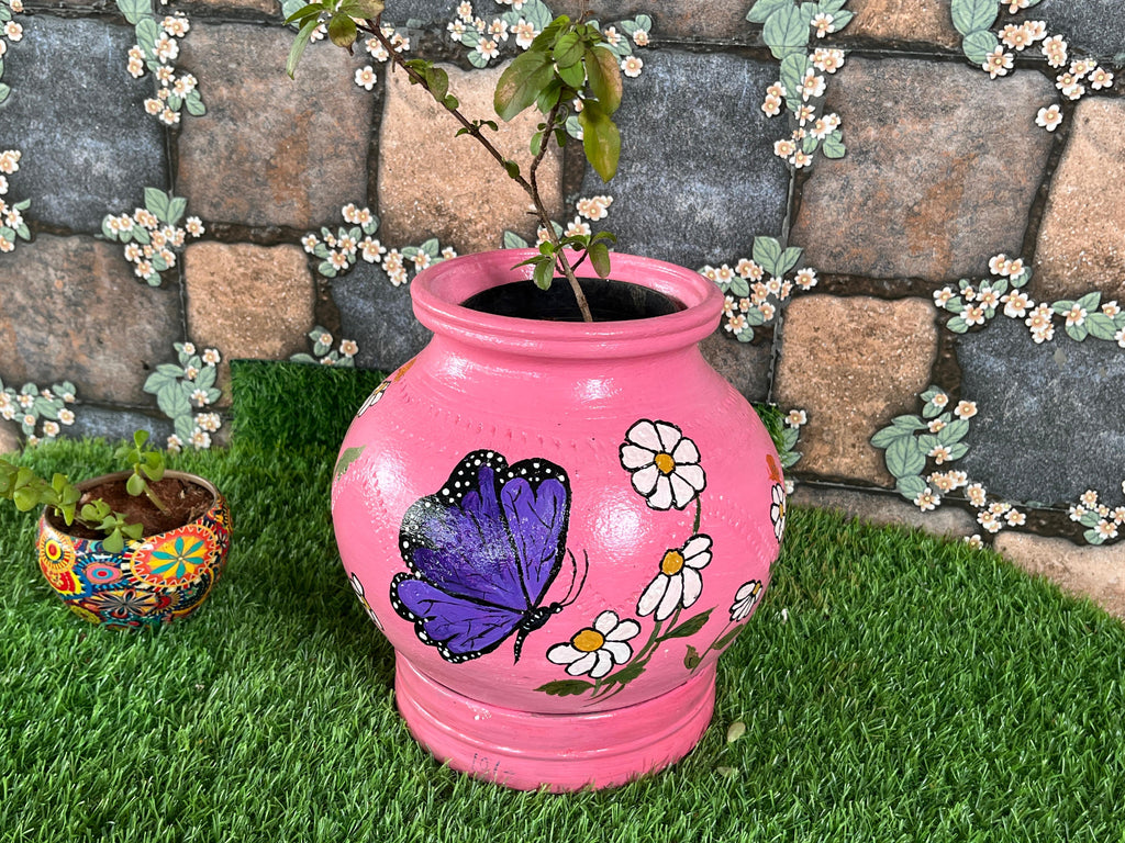 Blossom Wings – Pink Butterfly Terracotta Pot