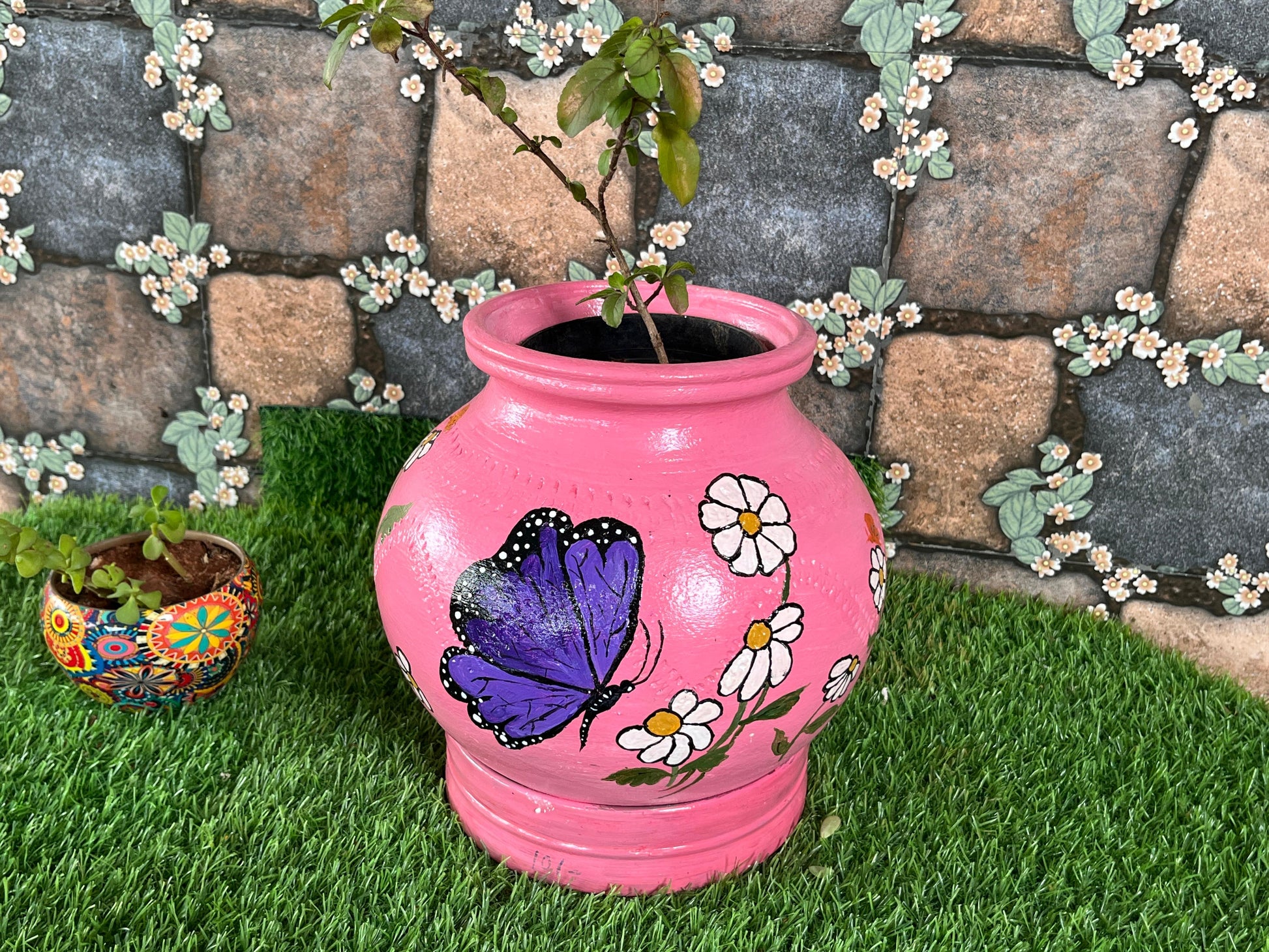 Blossom Wings – Pink Butterfly Terracotta Pot