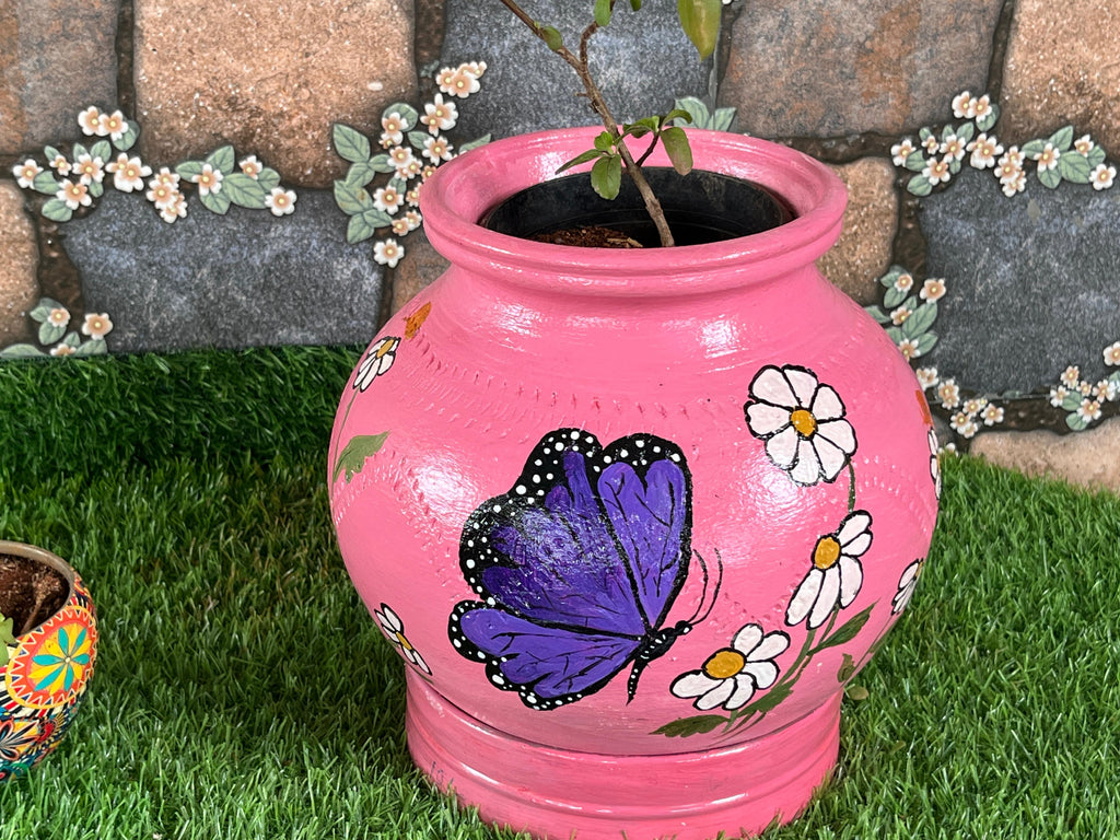 Blossom Wings – Pink Butterfly Terracotta Pot