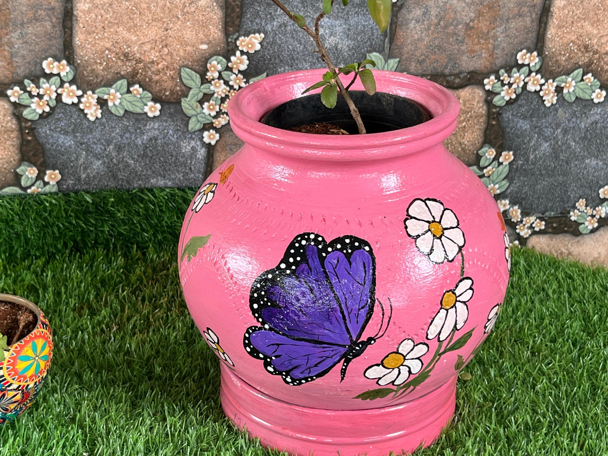 Blossom Wings – Pink Butterfly Terracotta Pot
