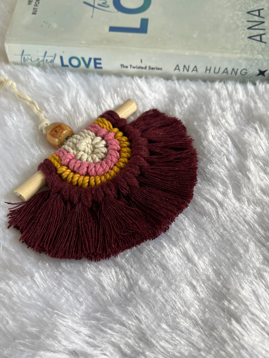 Boho Maroon Sunrise Macramé Wall Charm