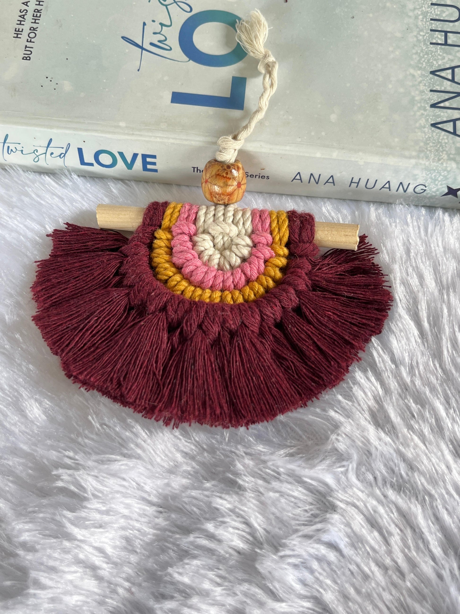 Boho Maroon Sunrise Macramé Wall Charm