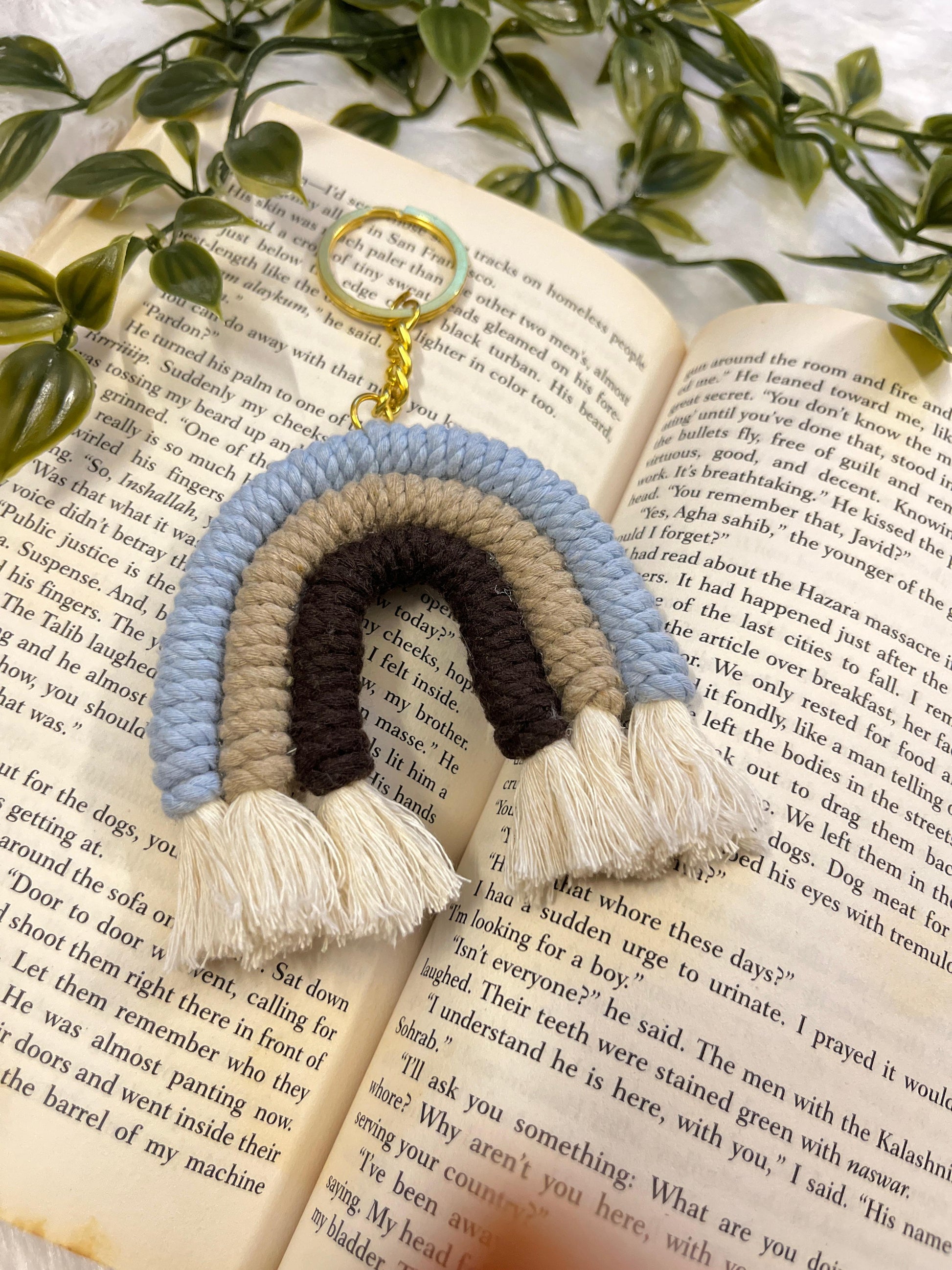 Earthy Skies Macramé Rainbow Keychain