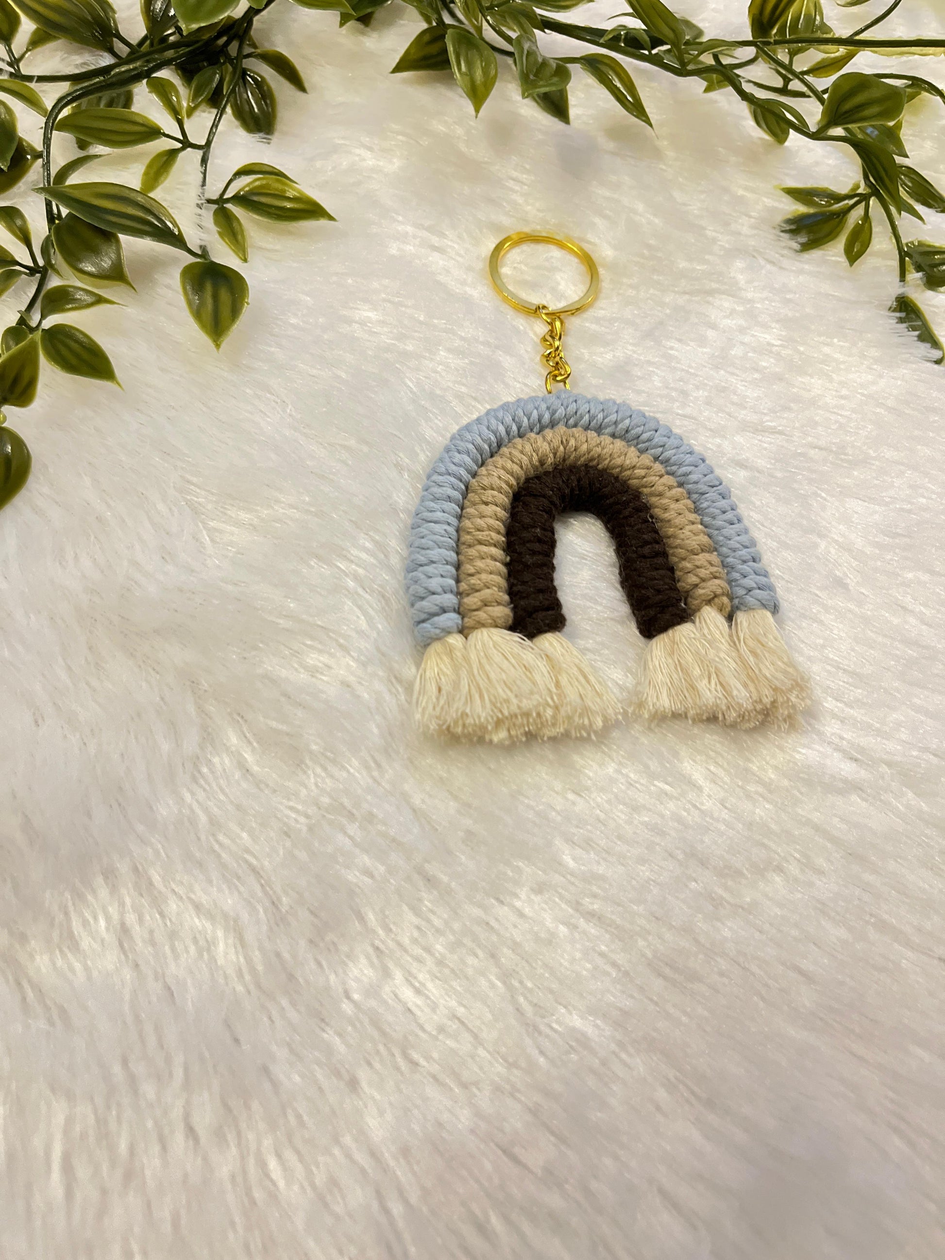 Earthy Skies Macramé Rainbow Keychain