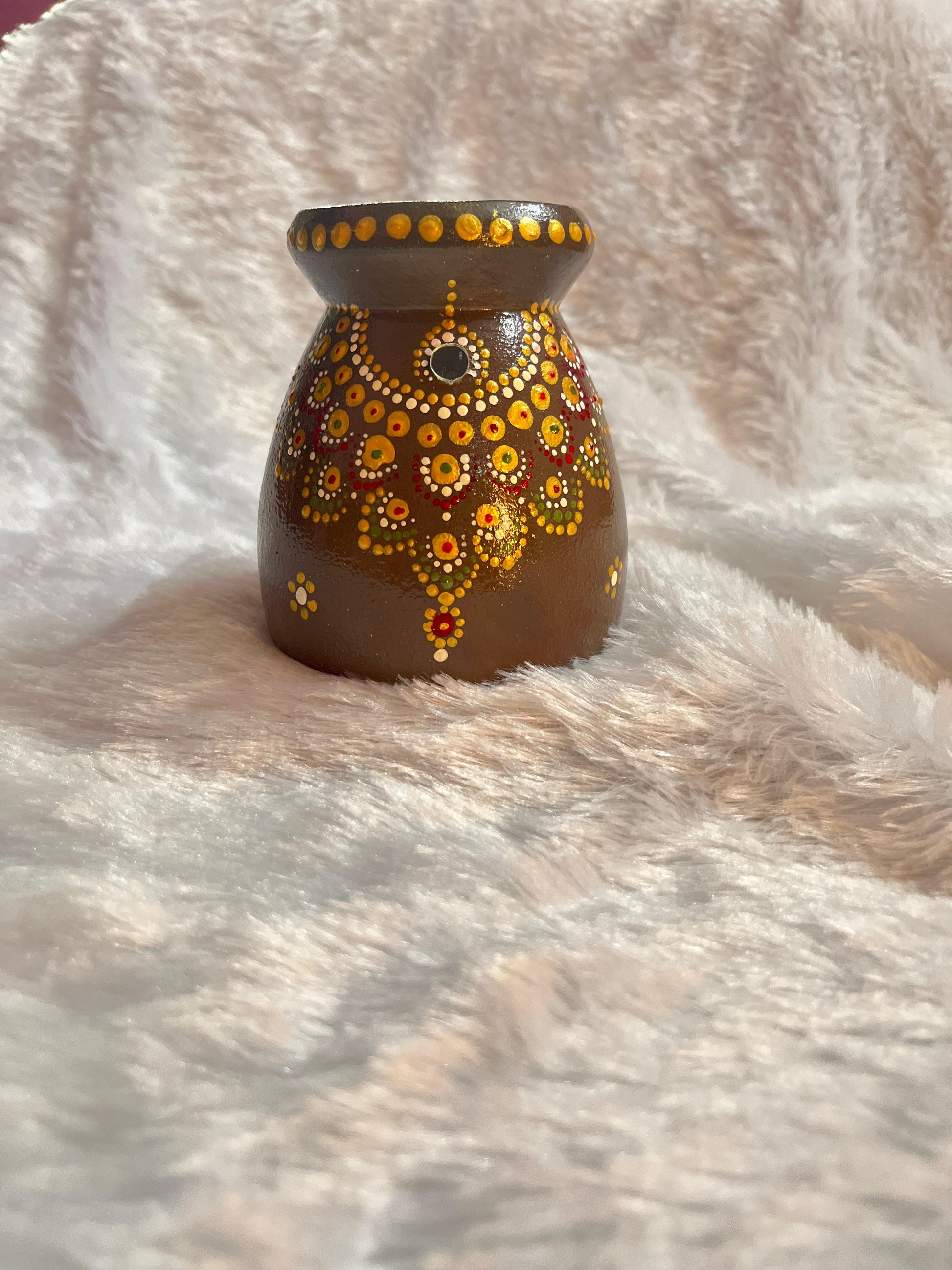 Majestic Mandala Candle Holder – Handpainted Terracotta