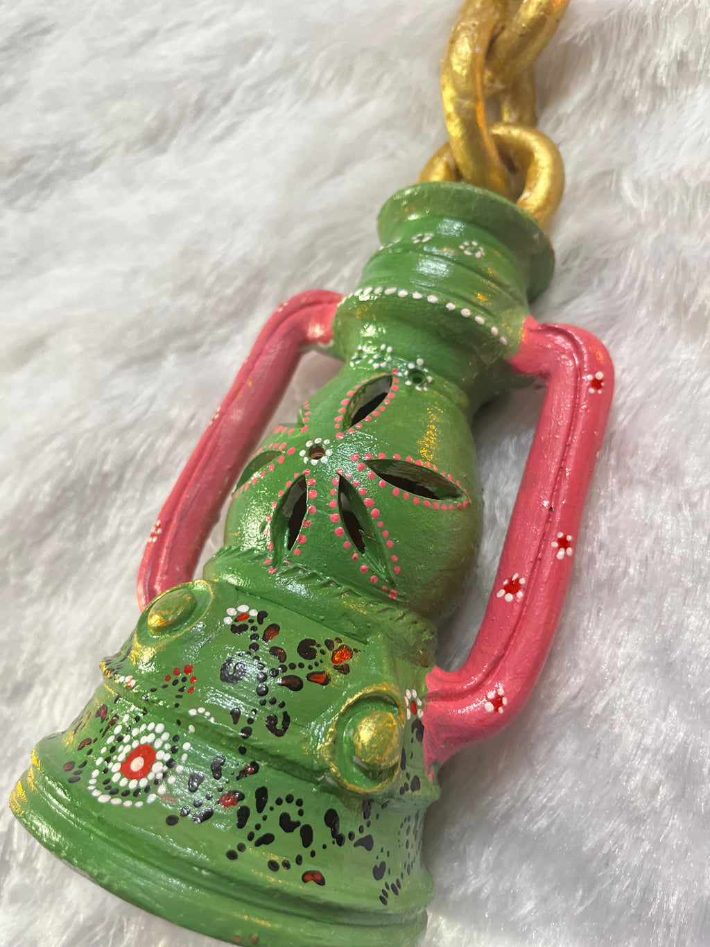 “Garden Glow” Hand-Painted Terracotta Lantern