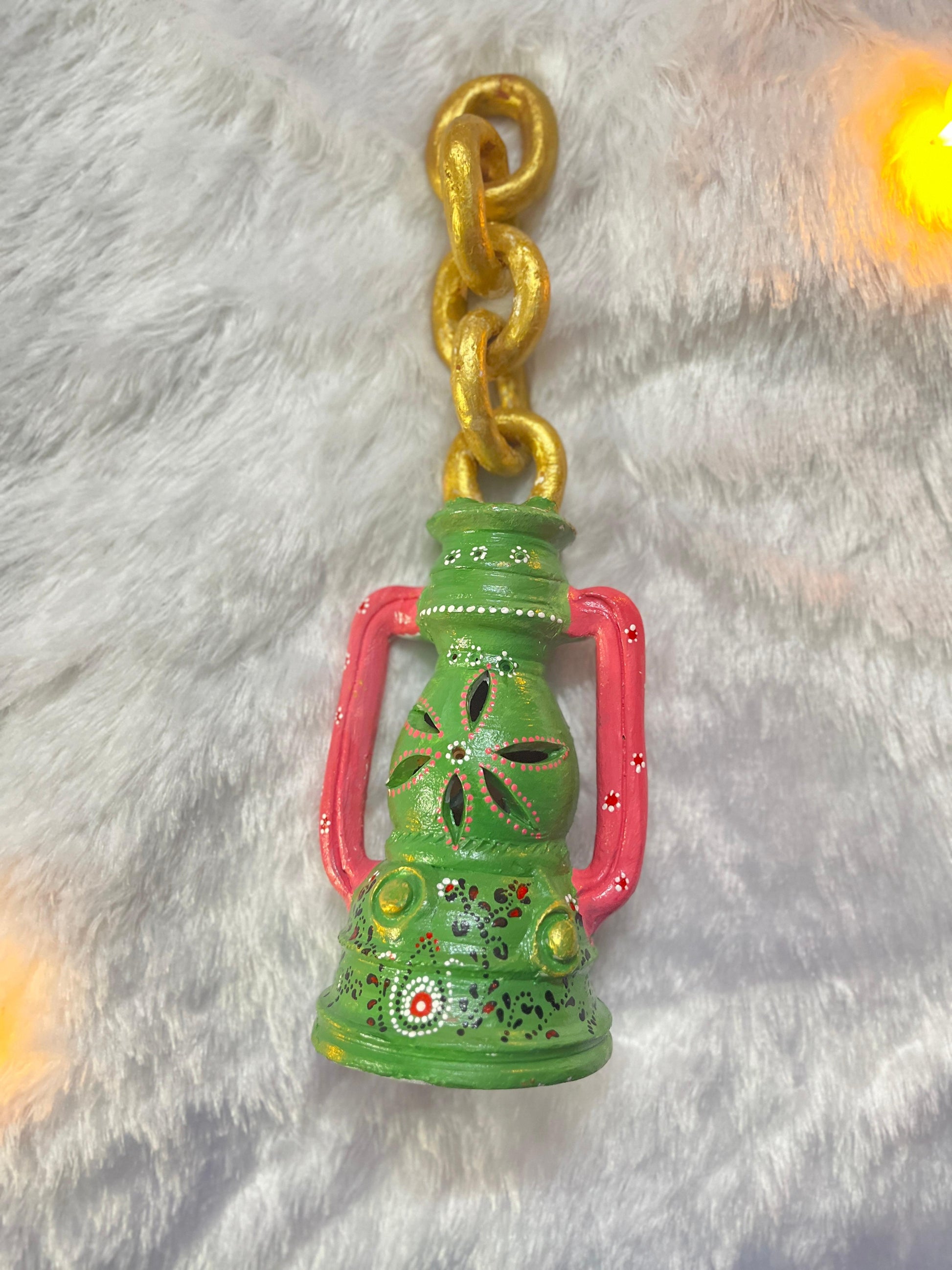 “Garden Glow” Hand-Painted Terracotta Lantern