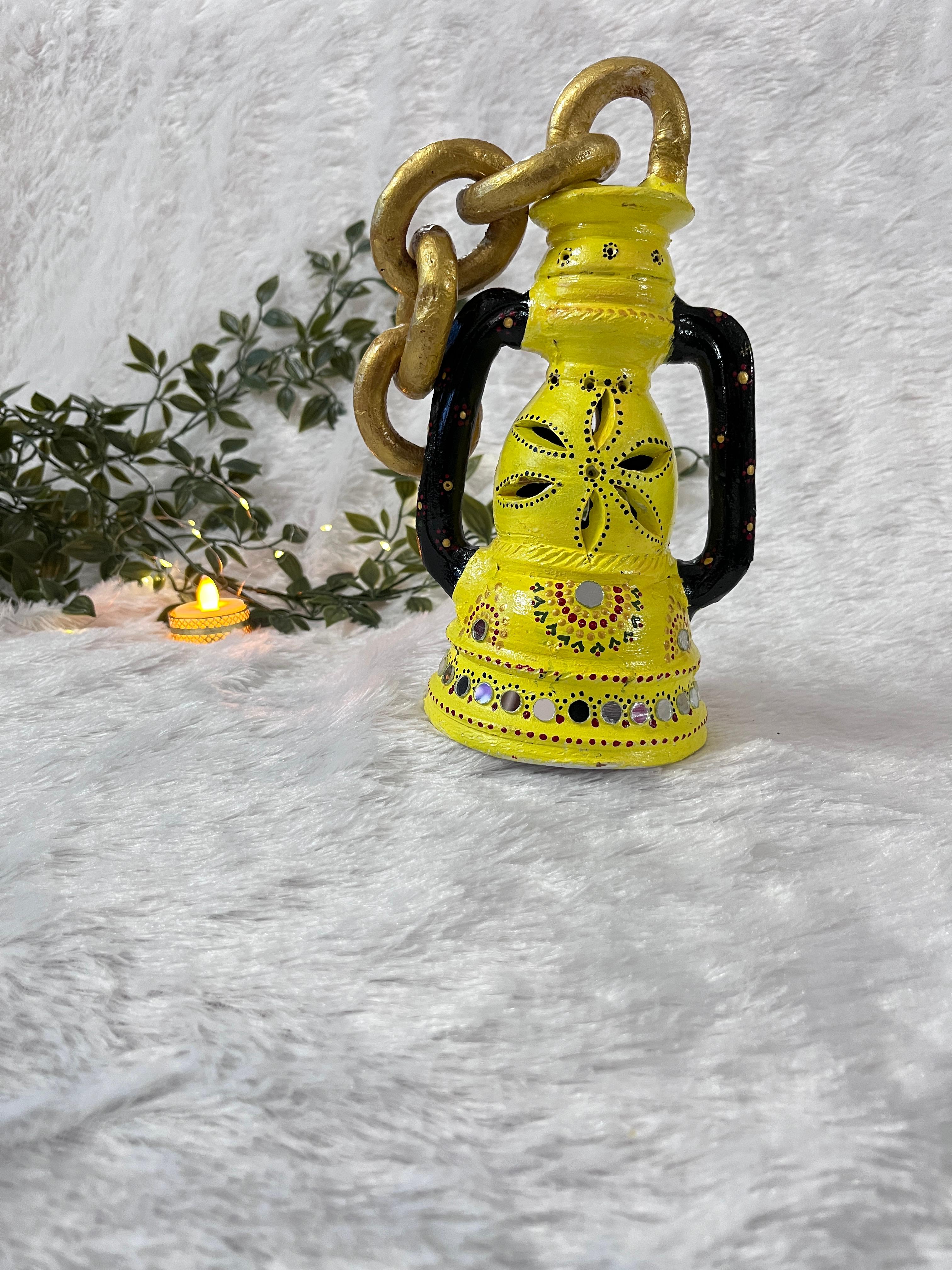 “Rustic Glow” Hand-Painted Terracotta Lantern
