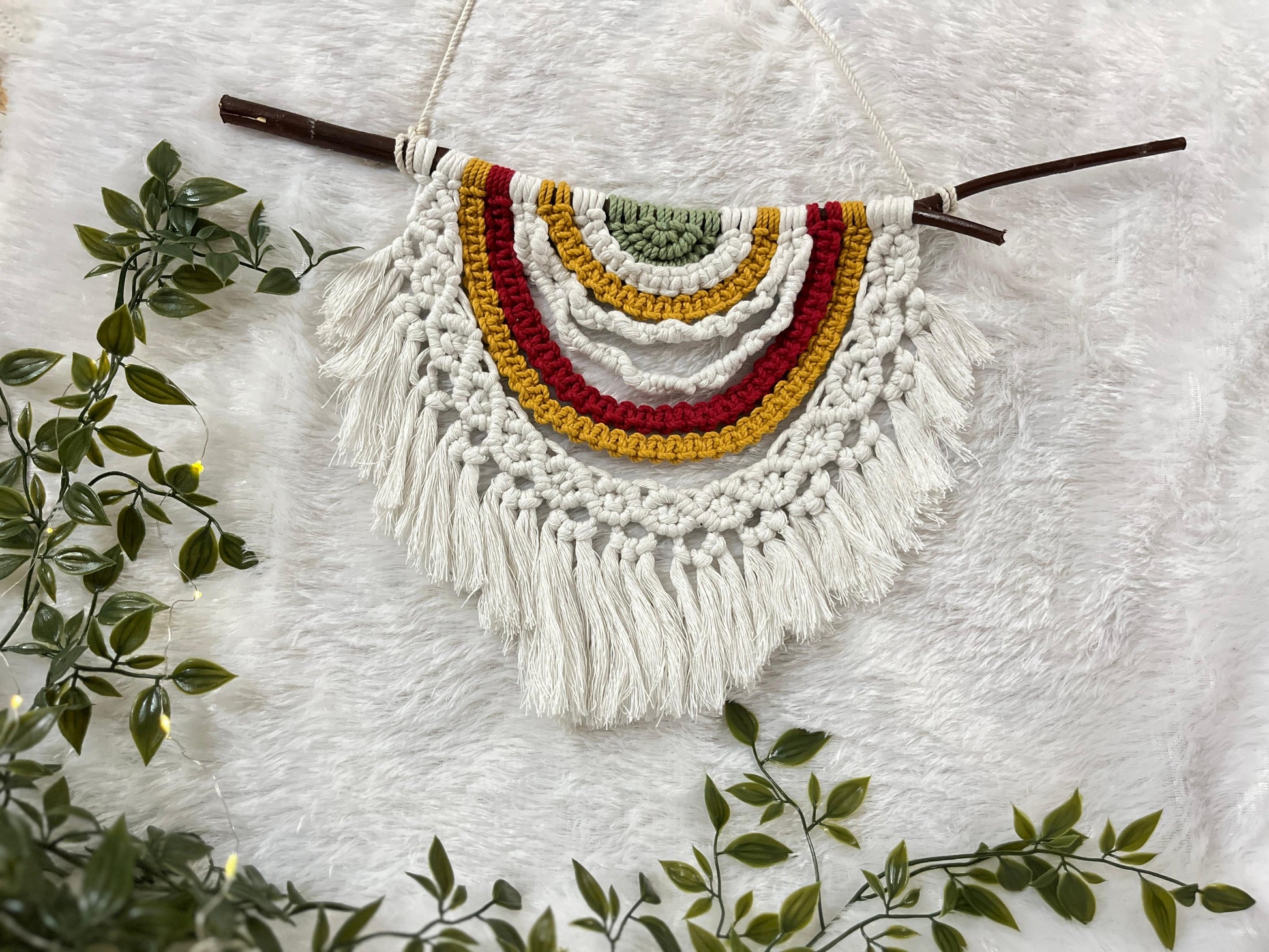 Handcrafted Macramé Rainbow Wall Charm