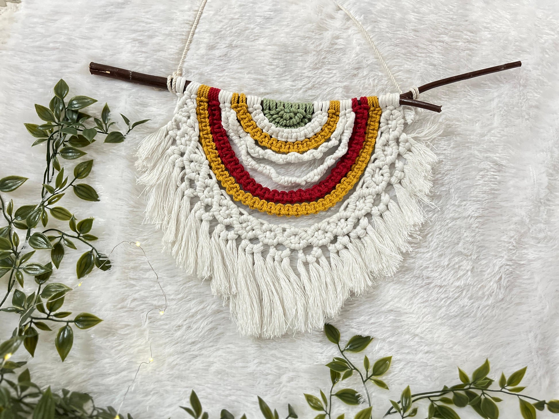 Handcrafted Macramé Rainbow Wall Charm