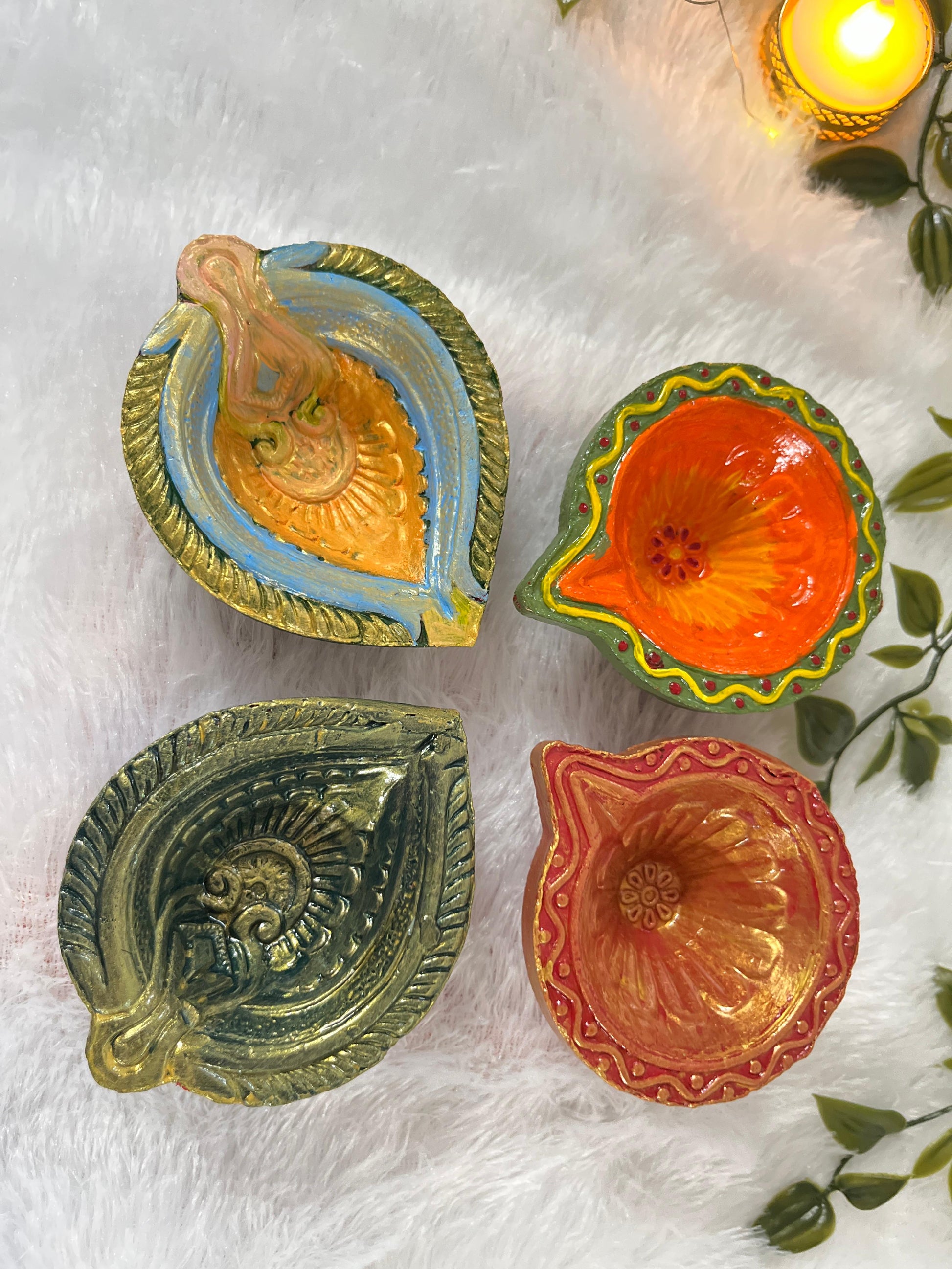 Radiant Traditions Terracotta Vilakku Combo (Set of 4)