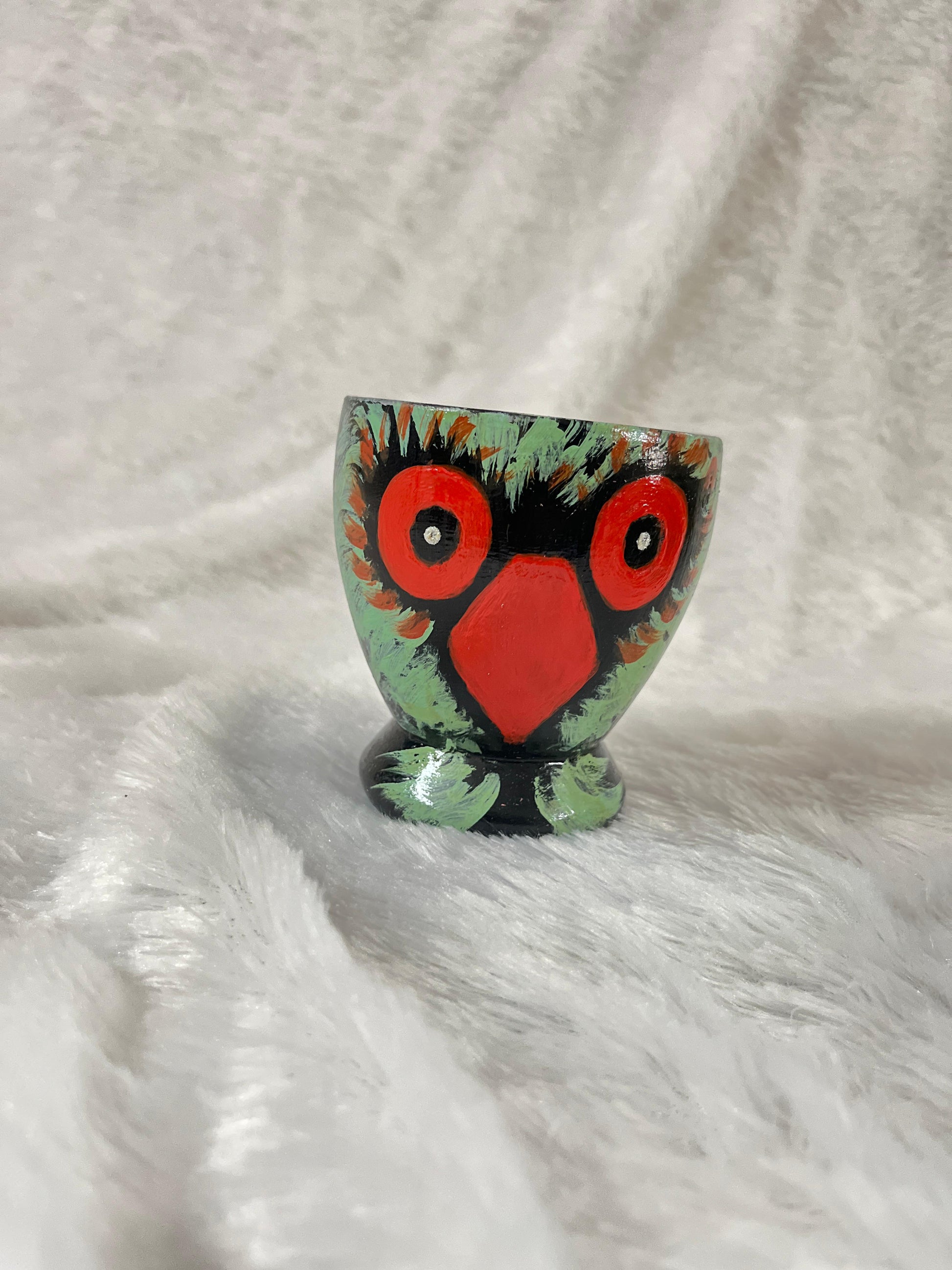 “Midnight Owl” Hand-Painted Terracotta Lamp Holder