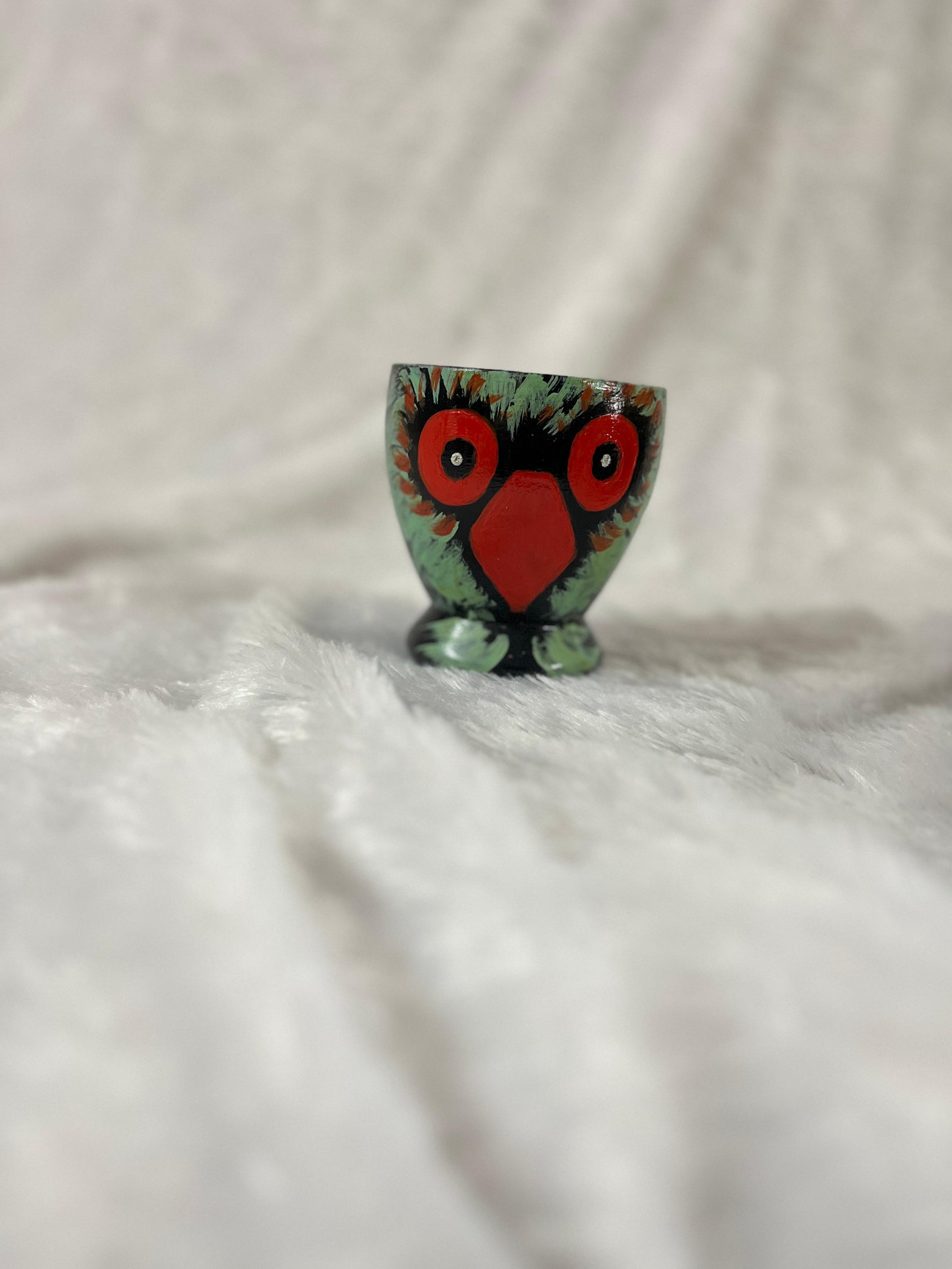 “Midnight Owl” Hand-Painted Terracotta Lamp Holder