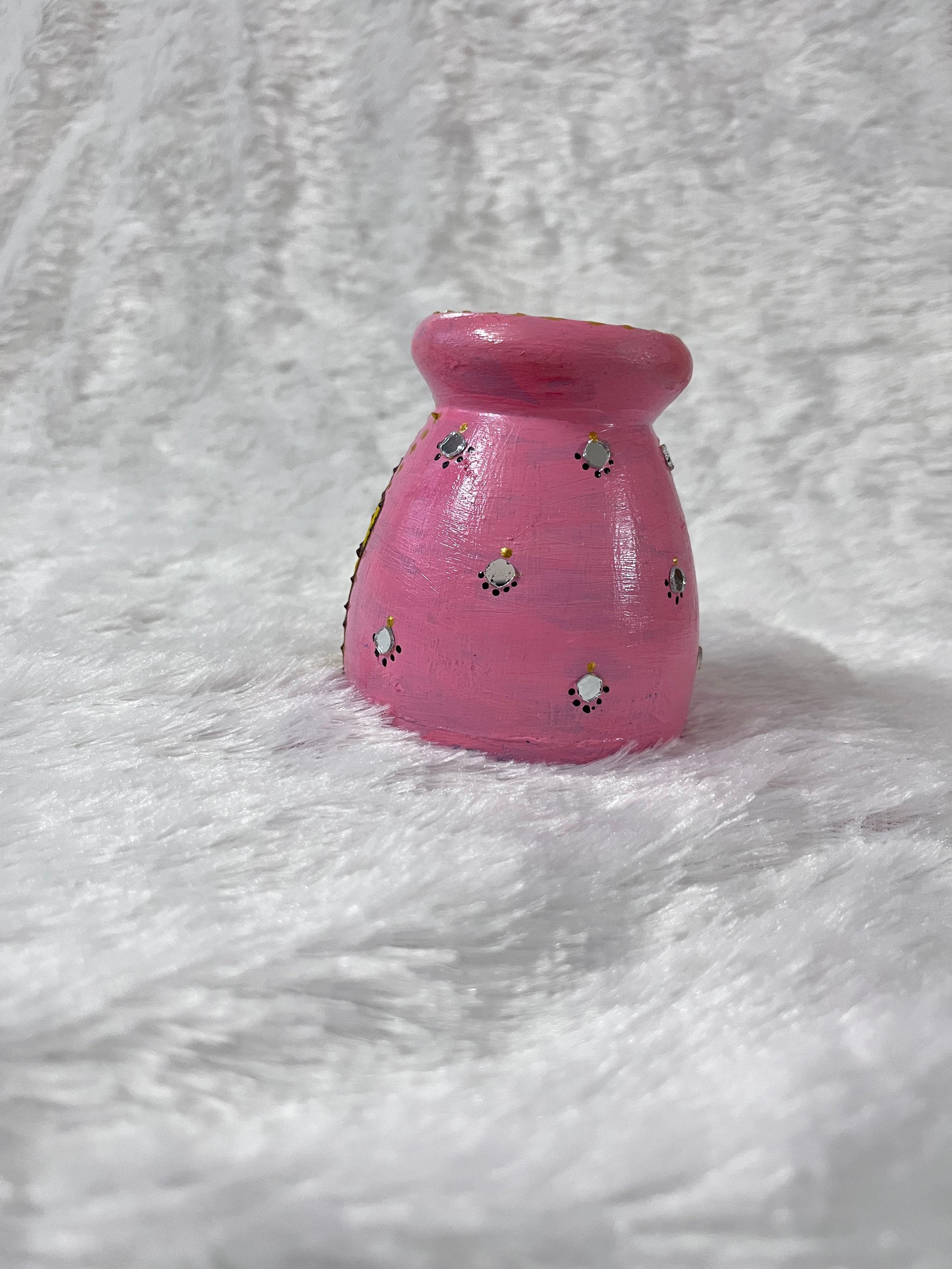 Pink Palace Door candle Holder – Hand-Painted Terracotta Décor