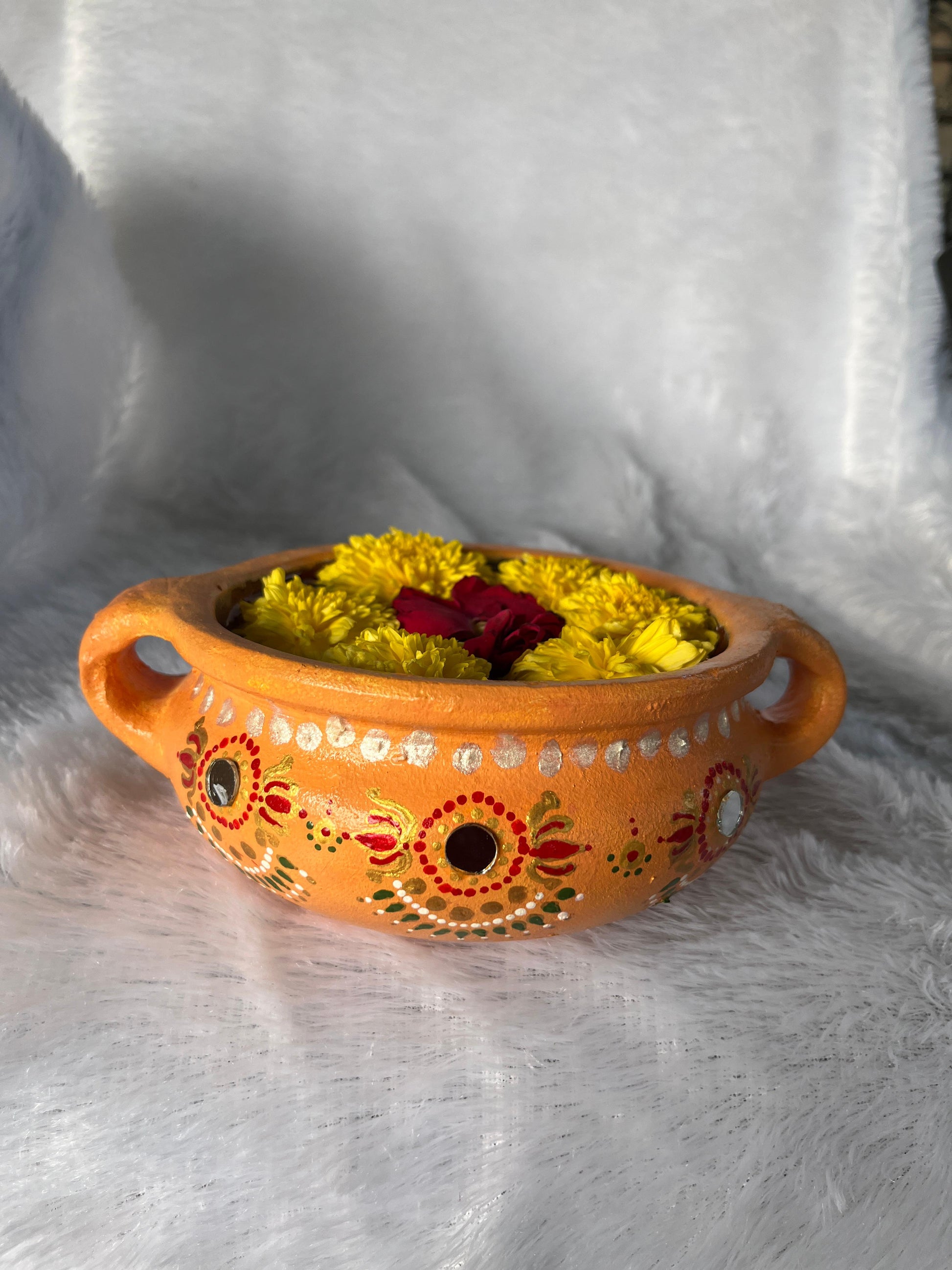 “Rustic Mandala Glow” Handpainted Terracotta Uruli